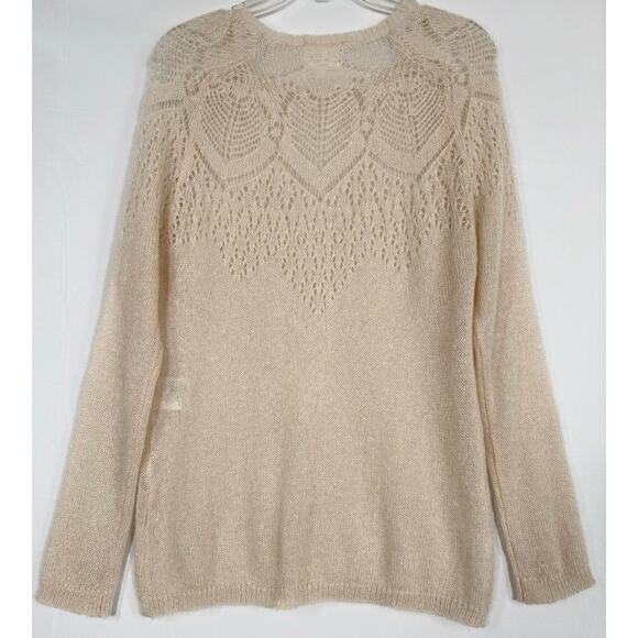 Women's Sezane Wool Mohair Knit Pullover Sweater Ivory Size M Dreamy Feminine - Picture 2 of 9